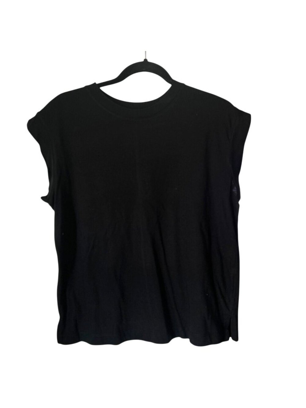 A New Day Womens Black Sleeveless T-Shirt 100% Cotton Size S Crew Neck